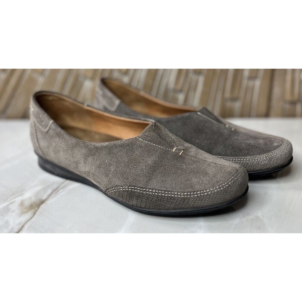 Taos Marvey Womens Ballet Flats Slip On Loafers Shoes Leather Gray 38 Us 7 7.5